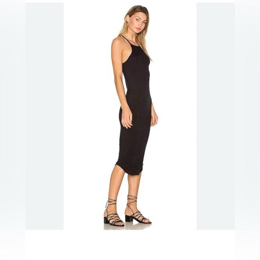 LNA Black Ribbed Midi Dress XS